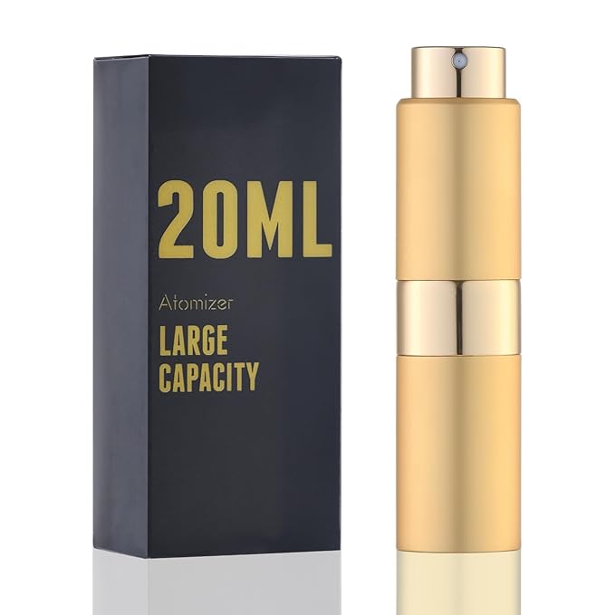 Perfume Travel Refillable Atomizer Bottle: Cologne Spray Mini for Refill - Empty Fragrance Sprayer for Men - Large Size 20ML Gold