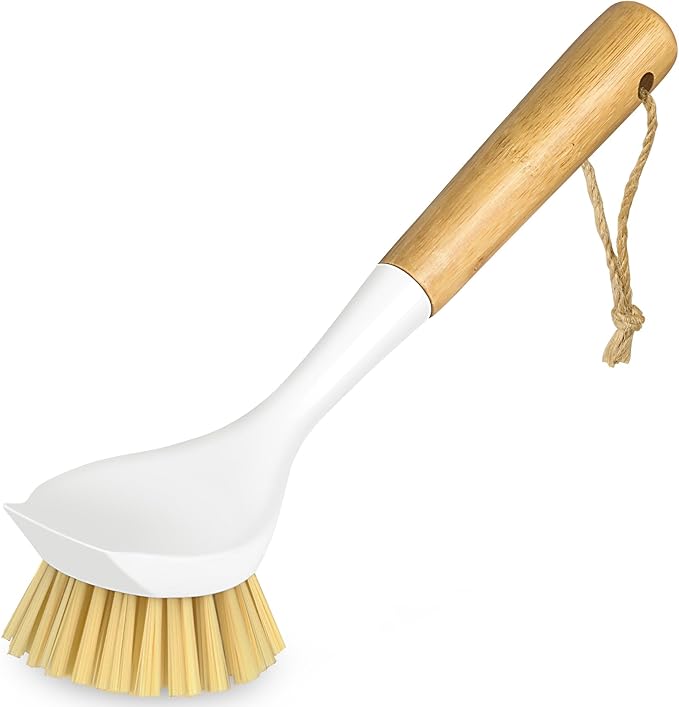 SOGCASE Dish Brush with Handle,Kitchen Scrub Brushes for Cleaning, Dish Scrubber with Stiff Bristles for Sink, Pots, Pans, 1 Pack