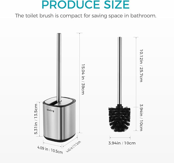 Toilet Brush and Holder Set Toilet Bowl Brush Stainless Steel Automatic Open lid Toilet Bowl Cleaner Brush with Durable Bristle Head Toilet Cleaning Brush for Bathroom
