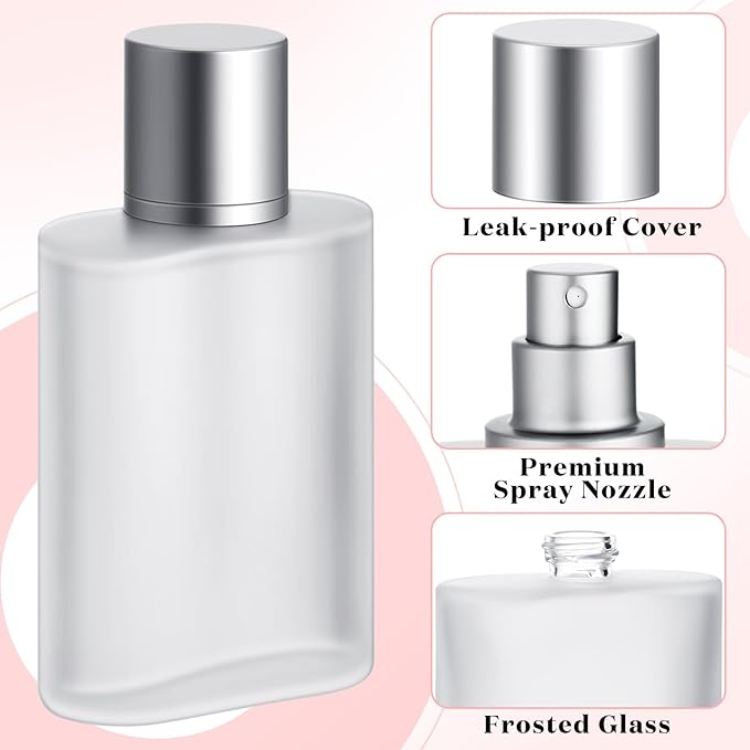Tessco for you 6 Pcs 1.7 Ounces Perfume Bottles Empty 50ml Frosted Body Spray Glass Bottles Empty Refillable Atomizer Perfume Dispenser Fine Mist Atomizer Cosmetic Make up Container (Silver Gray)