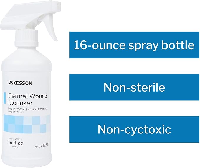 McKesson Dermal Wound Care Cleanser Spray, 16 oz [1 Count] First Aid Wash Solution for Minor Injuries, Cuts, Burns, Scrapes, Sores