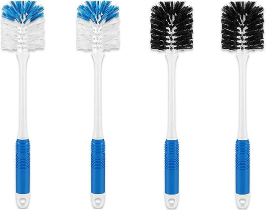 Bottle Brush 4-Pack, Baby Bottle & Water Bottle Cleaner Brush with Long Handle and Dual-Action Bristles