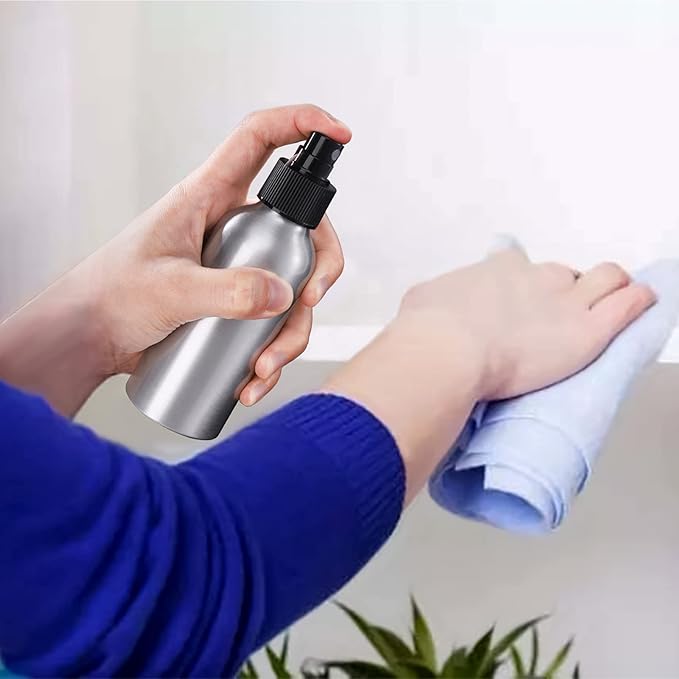 Youeon 12 Pack 4 Oz Fine Mist Spray Bottles, Reusable Aluminum Empty Spray Bottles, Small Refillable Bottle for Travel, Cosmetic, Perfume, Toner, Essential Oil Storage, Leak Proof