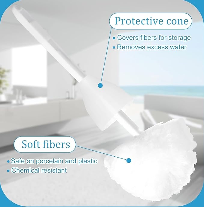 Toilet Brushes,Toilet Bowl Mop Toilet Bowl Brush White Soft Swab Toilet Mop for Bathroom Toilet Brush Long Handle Toilet Bowl Brush Mop Toilet Scrubber Bathroom Accessorie