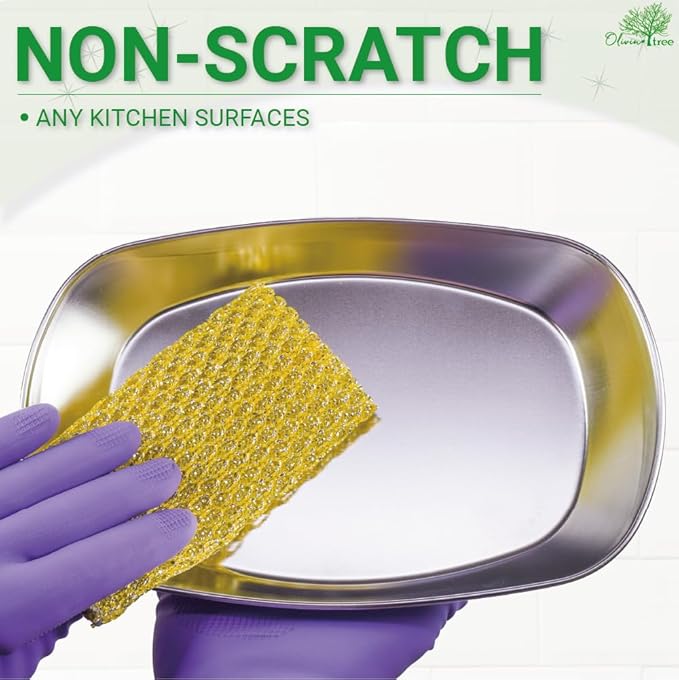 Rugged Glitter Dish Wash Net Heavy Duty, 4Pcs - Premium Non-Scratch Scouring Pads for Durable Cleaning - Glitter Kitchen Mesh Dish Cloth Set for Effective Dishwashing and Pan Scrubbing