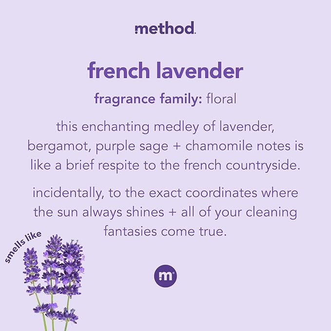 Method All-Purpose Cleaner Refill, French Lavender, Plant-Based and Biodegradable Formula Perfect for Most Counters, Tiles, Stone, and More, 68 Fl Oz bottles, (Pack of 6)