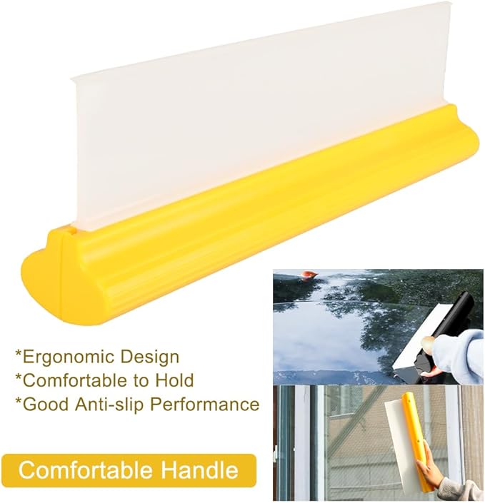 Car Squeegee,12 inch Silicone Squeegee, 2 Pack Automotive Water Wiper for Car Drying,Flexible T-Bar Water Blade for Car,Windshield,Glass,Window,Mirror,Bathroom,Auto Squeegee (Yellow+Black)