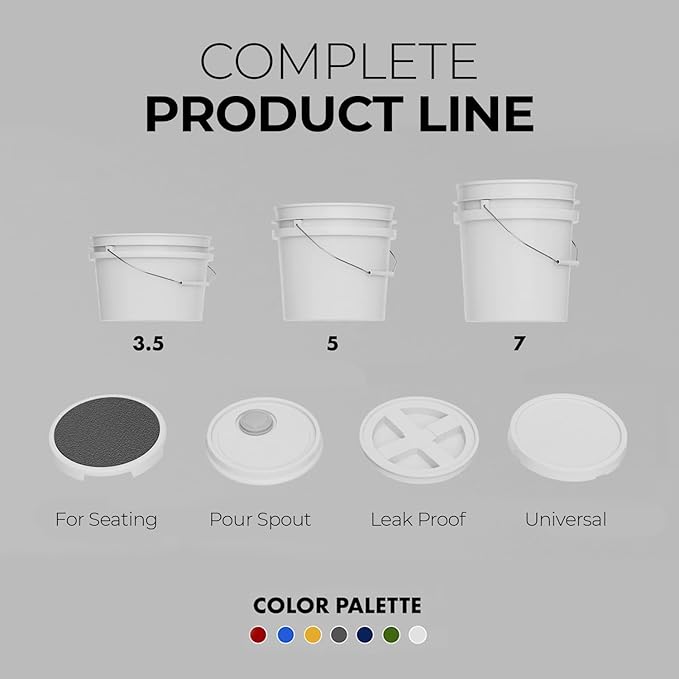 3.5-Gallon White Bucket Pail Container with Lid | Food Grade | Heavy-Duty Extra Durable | Metal Handles with Plastic Grip for Easy Carrying | Multi-Use | Easy Stack and Store | BPA Free - 1 Pack