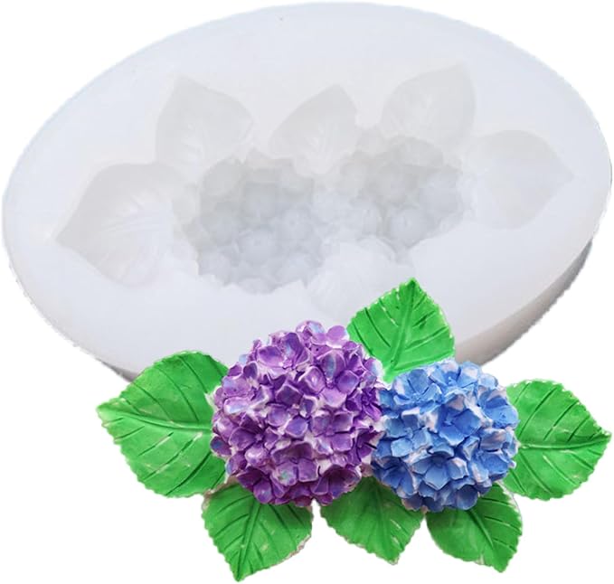 Hydrangea Flower Silicone Mold for Candle Soap Fondant Chocolate Candy Cake Decorating Baking Pastry Polymer Clay