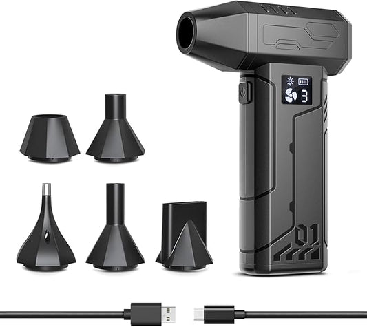 Compressed Air Duster 150000RPM Super Power Electric Air Duster,Cordless Air Blower with Led Light,Replace Canned Air,Compact Dust Blower for Computer, Keyboard, House, Outdoor and Car (Drak Black)