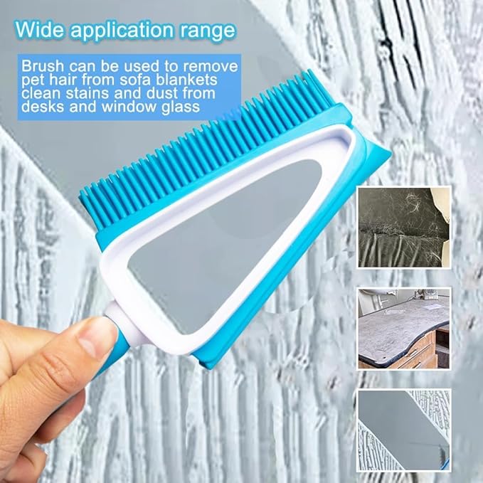 CHANHOO Pet Rubber Brush with Mini Dustpan,Dog Cat Hair Removal Brush with Squeegee,Portable Small Carpet Brush for Clothes,Cars,Sofa,Bed Sheet