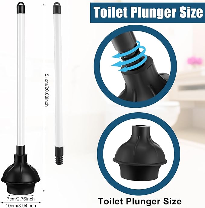 Hushee 8 Pcs Toilet Plunger Bulk Heavy Duty for Bathroom Double Thrust Force Cup Commercial Toilet Bowl Plunger Pump Clogged Solution for Bathroom Hotel Stores