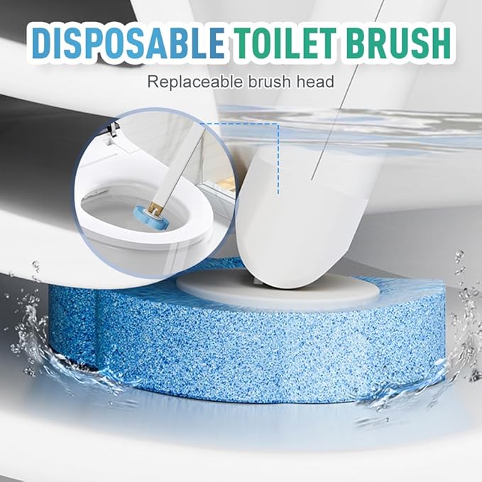 Disposable Toilet Brush, 2025 New Toilet Brush Holder, Compact Wall Mounted Toilet Brush for Modern Bathrooms, Hygienic Toilet Cleaner for Families (Lemon Flavor 6PCS)