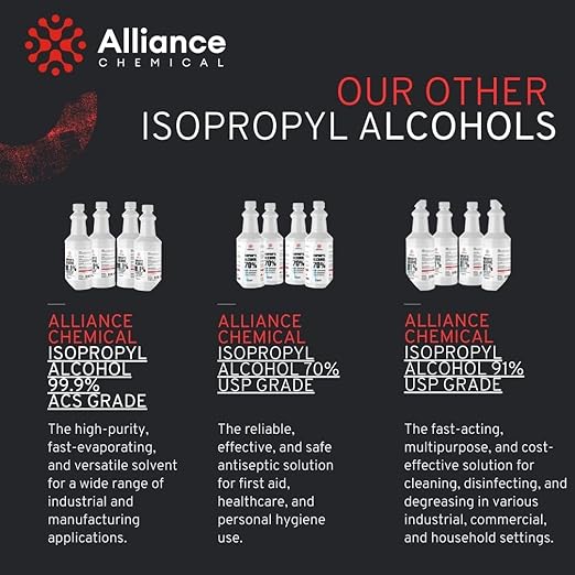 Isopropyl Alcohol 99% - 4 x 1 Quart Spray Bottles - High-Purity Concentrated Rubbing Alcohol for Effective Cleaning - Quick-Drying, Domestically Sourced IPA
