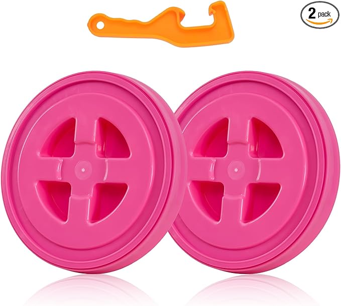 2 Pieces 5 Gallon Bucket Lid with Bucket Lid Opener,Plastic Storage Bucket Leak-Proof Screw Seal Lids,Pet Food Storage Container Lid for Home Paint Storage Buckets