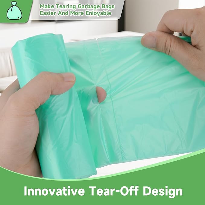 6 Gallon Trash Bags Compostable Green - Heihaily Medium Garbage Bags Strong Thick Bulk 100 Count Biodegradable Unscented for Home and Kitchen Office Liners Waste Basket Can
