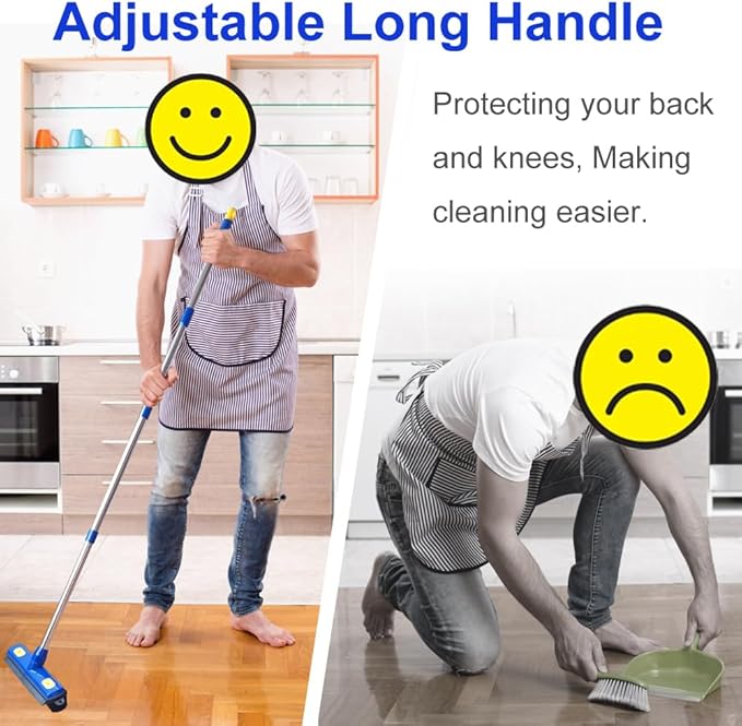 AODOZO Pet Hair Removal Broom - with 58" Telescopic Handle Broom with Squeegee - Fur Hair Remover Tool for Carpet Rugs, Mats. Hardwood, Tile, Window