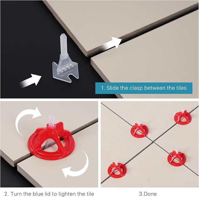 HRGGN Professional Tile Leveling System Kit，Anti-Loosening Spacers/Wall, Bathroom Tiling - 1/32" Precision Alignment & Grout Spacing Tools(1000base, 1/32)