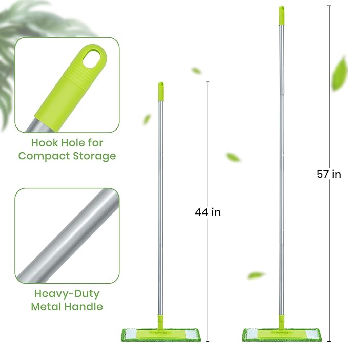Mops for Floor Cleaning with 2 Different Washable Mop Refill Pads Hardwood Floor Mop with 55” Long Handle Multifunction Dust Mops for Kitchen Tile