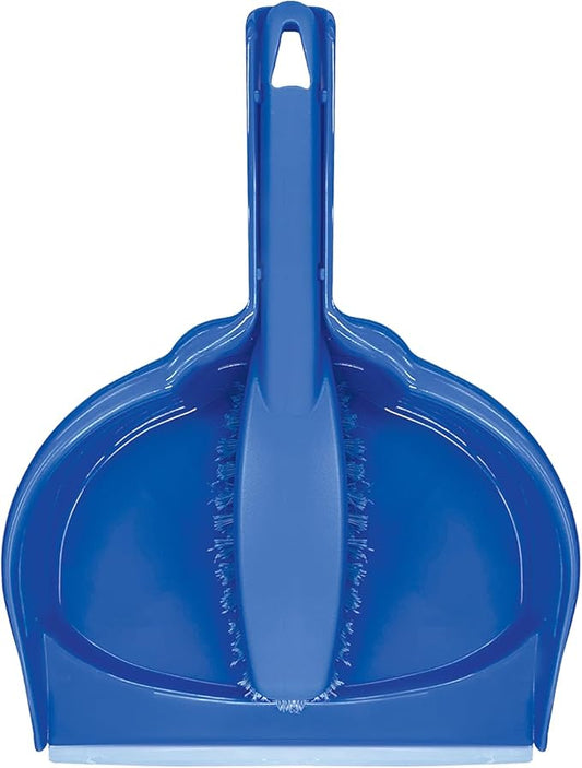 LOLA Clip On Dust Pan & Brush Set, w/Easy Dust, Dirt & Debris Catching Rubber Lip, Flagged Fiber Bristled Brush, Hang Hole for Easy Storage