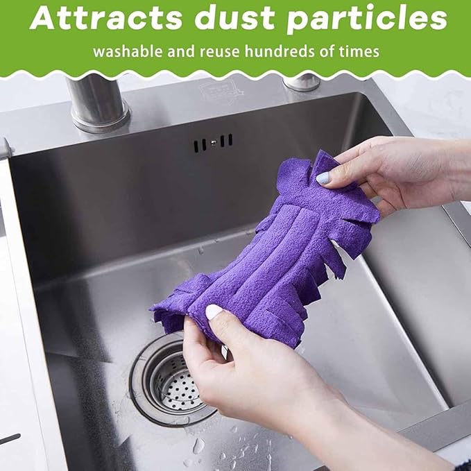 360°Electrostatic Duster Refills — The Sustainable Choice for a Dust-Free Home, Reusable & Washable Microfiber Duster Heads with Strong Electrostatic Adsorption,for Home (1 Handle + 10 Refills)