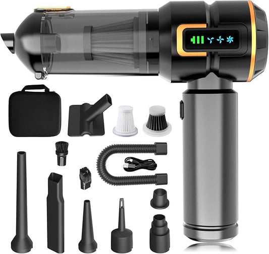 KedeeSparkle Car Vacuum Cleaner, 22000PA High Power Portable Handheld Car Vacuum & Air Duster, Mini Cordless Vacuum with LED Display, for Home, Office, Camping (Black Golden)