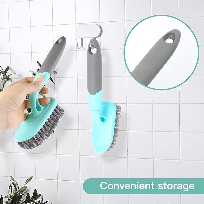 KUFUNG Scrub Brush, Cleaning Shover Scrubber with Ergonomic Handle Bristles for Bathroom Shower Sink Carpet Floor (9 inch, Blue)