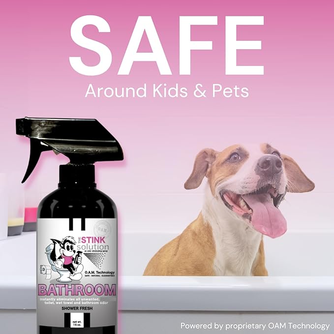 The Stink Solution Bathroom Odor Eliminator Spray Completely & Safely Removes Human Waste, Vomit, & Other Odor Fast | Urine Remover, Toilet Spray, Bathroom Deodorizer - 2 16 oz Bottles (Shower Fresh)
