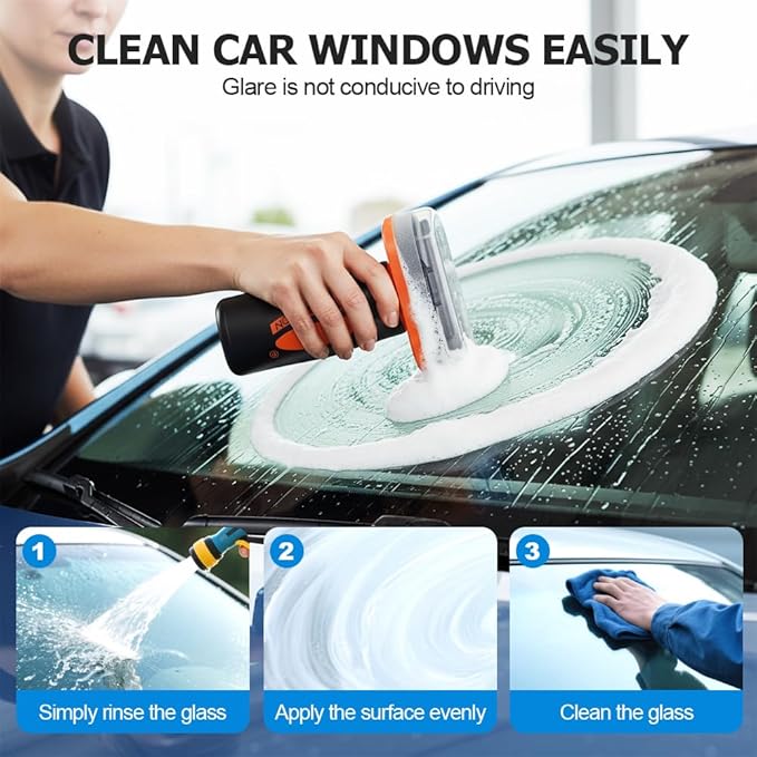 Fliwos 2025 Handheld Glass Oil-Film Remover, Portable Car Glass Cleaning Brush, Multifunctional Oil Film Remover for Car Windshield, Automotive Cleaner Tool for Clear Visibility (3)
