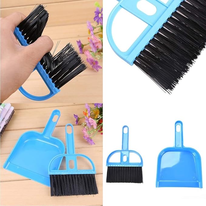 PINVNBY Mini Dustpan and Brush Set, Cage Cleaner for Guinea Pigs, Cats, Hedgehogs, Hamsters, Chinchillas, Rabbits, Reptiles, and Other Small Animals 2 Pack Mini Hand Broom and Dustpan
