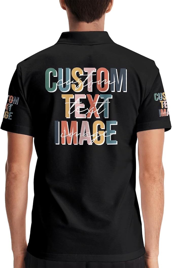 Personalised Polo Shirt Custom Work Shirts for Men Women Printed Text or Logo Working Top, Casual Wear, and Sports Teams