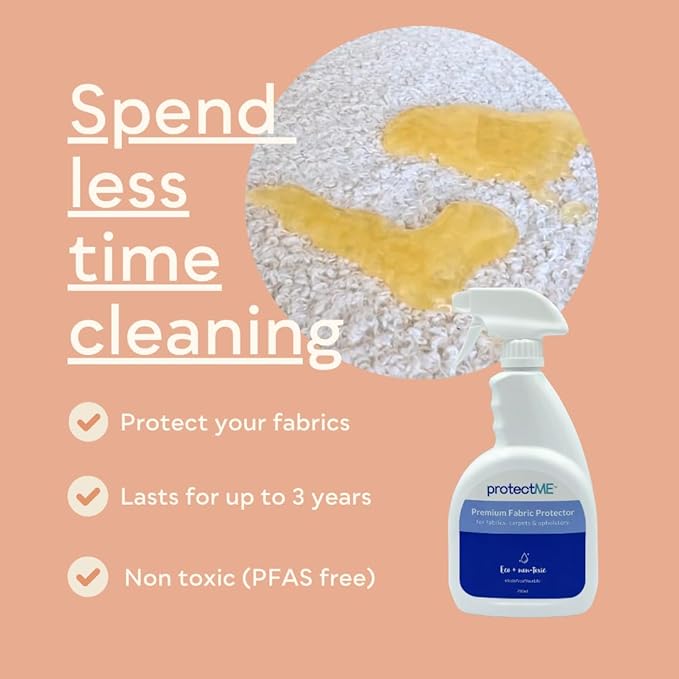 protectME Fabric Protector Spray Bundle - 25.4 oz + 84.5 oz - Non Toxic, Odorless Upholstery & Fabric Stain Guard for Couch, Carpet, Shoes, Sofa, Furniture - Water-Based & Long-Lasting Protection