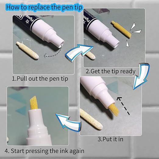 5 PCS Tile Grout Pen Home Repair Pen Tile Paint Markers for Tiles Floor Wall Bathroom Kitchen Repair Tools (Beige)