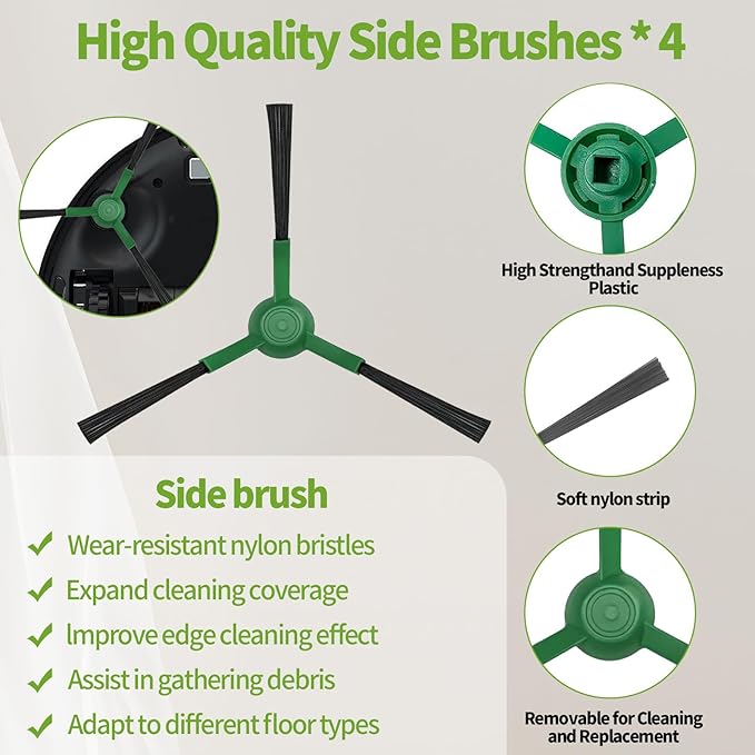YHYXMMKK 18 Pcs Roomba Plus 405/505 Combo Replacement Parts Kit,Include 2 Main Brushes, 4 Mop Pads, 4 HEPA Filters,3 Dust Bags,4 Side Brushes,1 Cleaning Tool, for Home Vacuum