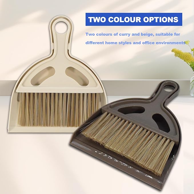 BSMstone Mini Broom and Dustpan Set Hand Broom with Dustpan Portable Housekeeping Cleaning Tools for Desk,Counter,Sofa,Kitchen,Office,Nest (Coffee)