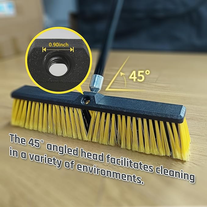 FRAXIR 4PCS Push Broom Head Outdoor Large Stiff Bristle Broom Head - Excellent Cleaning Performance - Easy Installation Broom Head(18 inches)