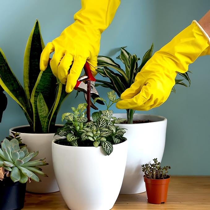 Bamllum Rubber Kitchen Dishwashing Gloves - 4 Pairs Colorful Reusable Household Cleaning Gloves for Washing Dishes and Cleaning Tasks, Flexible Long-lasting and Non-Slip (Small, Blue+Pink+Yellow+Red)