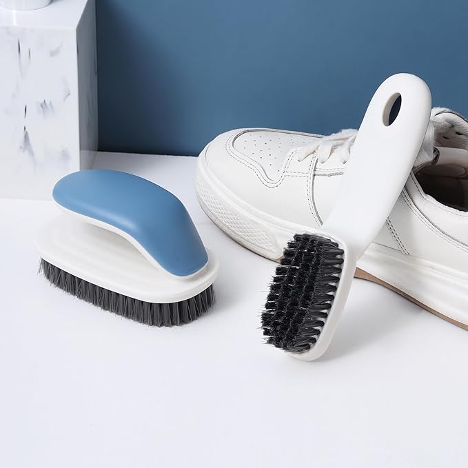 Laundry Scrub Brush 2 Pack - Soft Bristle Shoe & Clothes Scrubbing Brush for Stains - Household Cleaning Tool for Bathroom, Countertop & Bathtubs (Orange)
