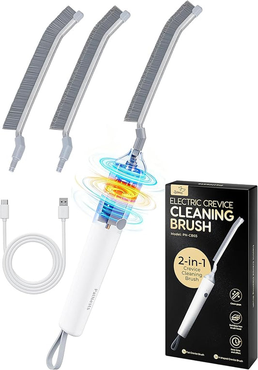 PalNests Reciprocating Deep-Clean Brush - Powered by Back-and-Forth Scrubbing Action & LED Light, 3-Speed 2-in-1 Hard and V-Shaped Bristles for Grout, Kitchen, Bathroom, Car, Pet Areas