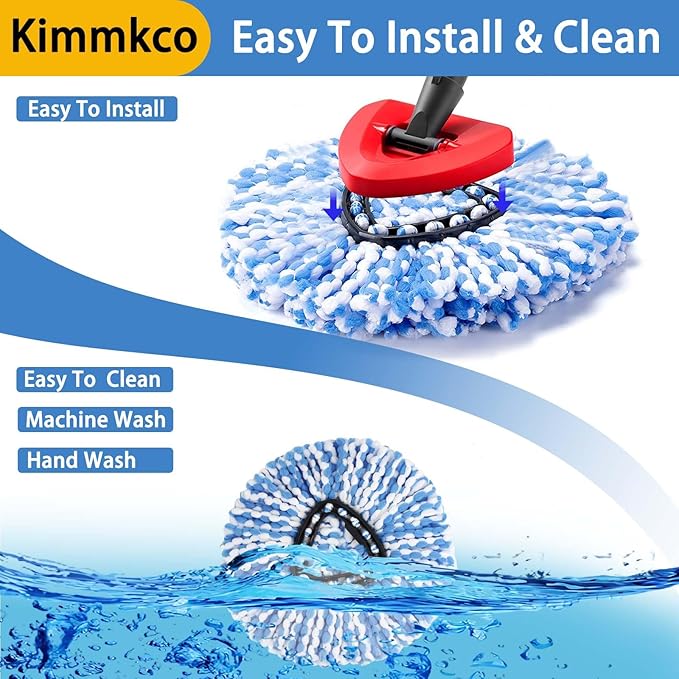 4 Pack Spin Mop Head Replacement for O Cedar RinseClean Spin Mop Refill, Mop Replace Head for Only 2-Tank System, Fluffy Microfiber, Machine Washable
