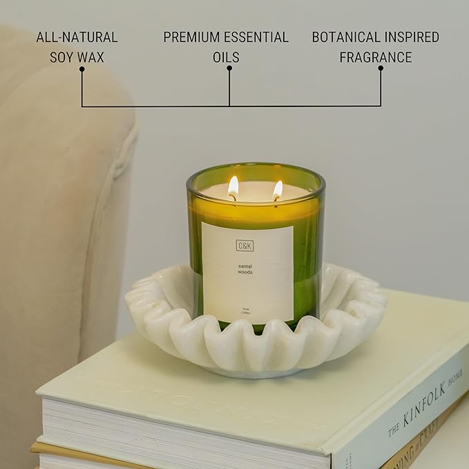 Craft & Kin 12oz Amber Moss Candle for Home | Premium Green Fall Scented Candles for Men | Made with Natural Soy | Gifts for Men and Women | Nature Collection