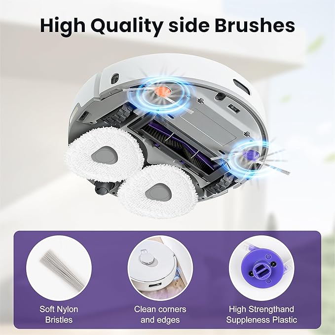 16 Pcs Replacement Accessories kit for Narwal Freo Pro Robot Vacuum Cleaner, 1 Main Roller Brush, 2 Dust Bags, 2 Hepa Filters, 4 Mop Pads, 6 Side Brush, 1 Clean Tool