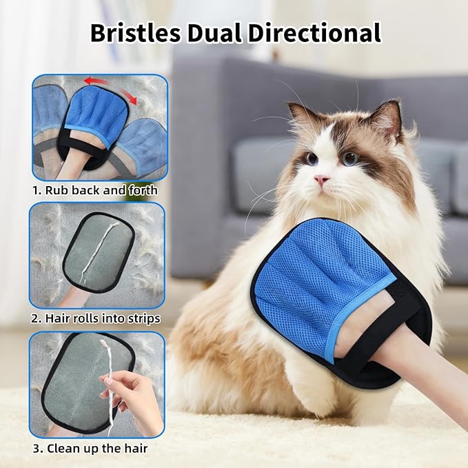 Ganayi Pet Hair Removal Glove for Cats & Dogs, Reusable Magic Brush for Pet Hair, Upgraded Five-Finger Electrostatic Pet Hair Removal Tool for Laundry, Couch, Carpet, Car Seat