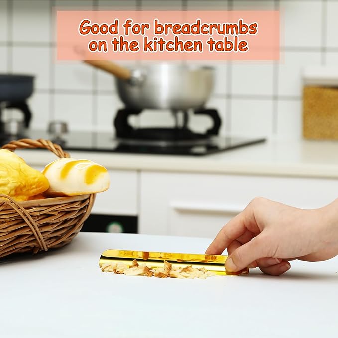 Chumia Crumbers for Servers, Table Crumb Sweepers Bread Cleaner Stainless Steel Table Crumbers for Tablecloth in Restaurants and Homes, Servers, Waiters, Waitresses Tool Accessories(Gold,20)