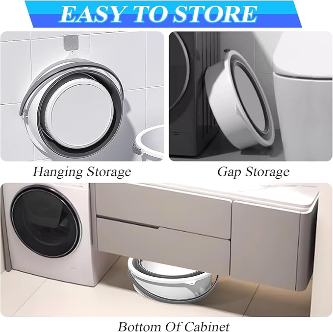 Collapsible Bucket 4.5 Gallon/17L Large Plastic Household Cleaning Mop Buckets Foldable Water Bucket for Car Wash Fishing Camping Beach (White)