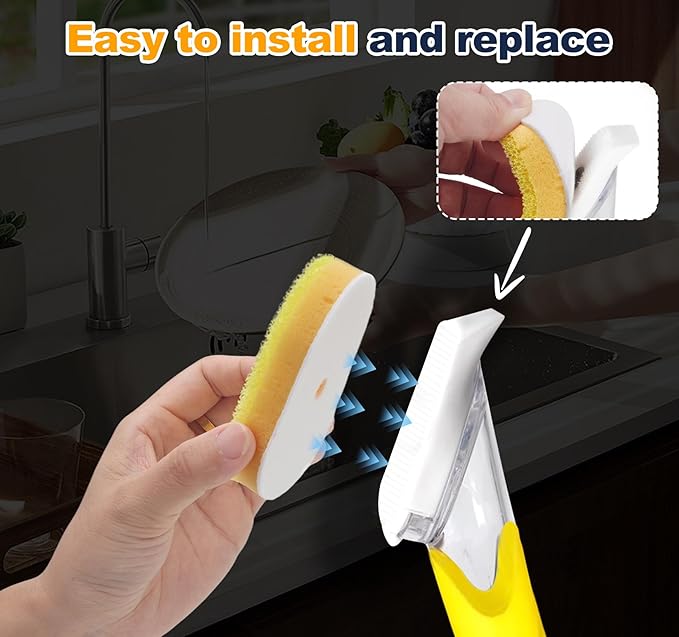 6 Packs Refill Heads Compatible with Dish Daddy,Non-Scratch Wand Refill Sponge Heads Compatible with Scrub Daddy,Upgrade Much Thicker and Durable