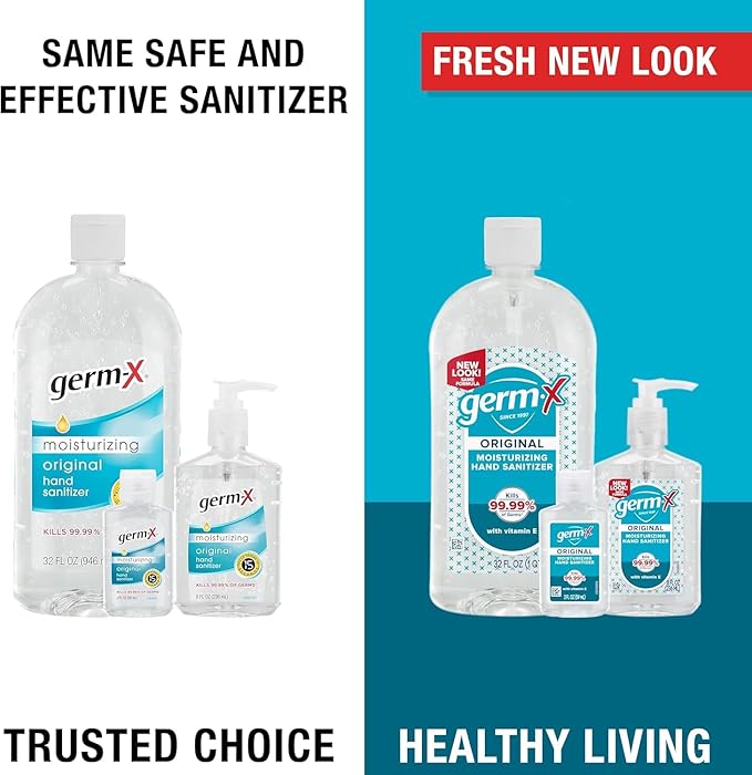 Germ-X Original Hand Sanitizer, 2 Fl Oz (Pack of 24), Less Drying Moisturizing Gel with Vitamin E, No Rinse Formula, Display Pack, Mini Travel Size for On-The-Go