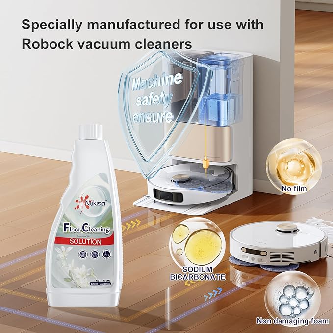 Gardenia Scent Floor Cleaning Solution Compatible With Roborock Robot Vacuum And Mop Cleaner， Deep Cleans For Multiple Hard Floors, Suitable With All Robot Vacuums With Mopping (2)