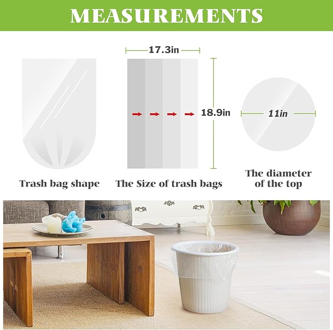 2 Gallon 80 Counts Strong Trash Bags Garbage Bags by Teivio, Bathroom Trash Can Bin Liners, Small Plastic Bags for home office kitchen, Clear