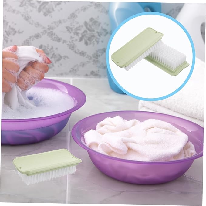 2sets Portable Laundry Scrubbing Brush Light Green for Shoes Clothes and Household Cleaning Durable Convenient Storage with Hanging 2pcs*2
